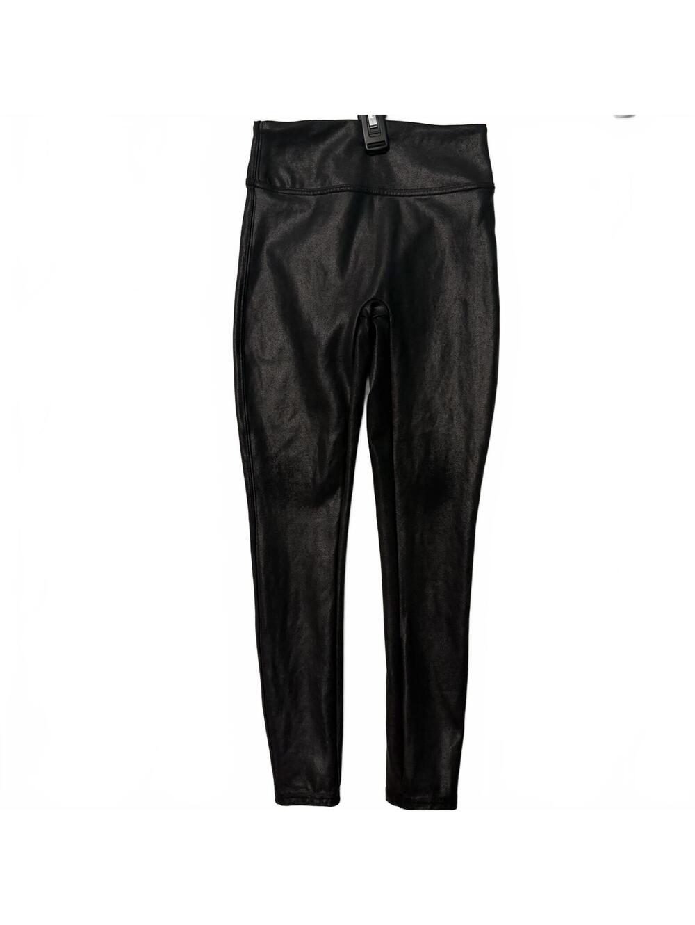 Spanx High Rise Cropped Legging Faux Leather Women's SMALL 22" Length Black